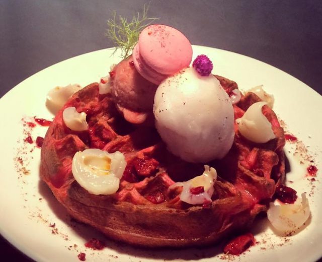 Rose Flavoured Waffle With Sorbet