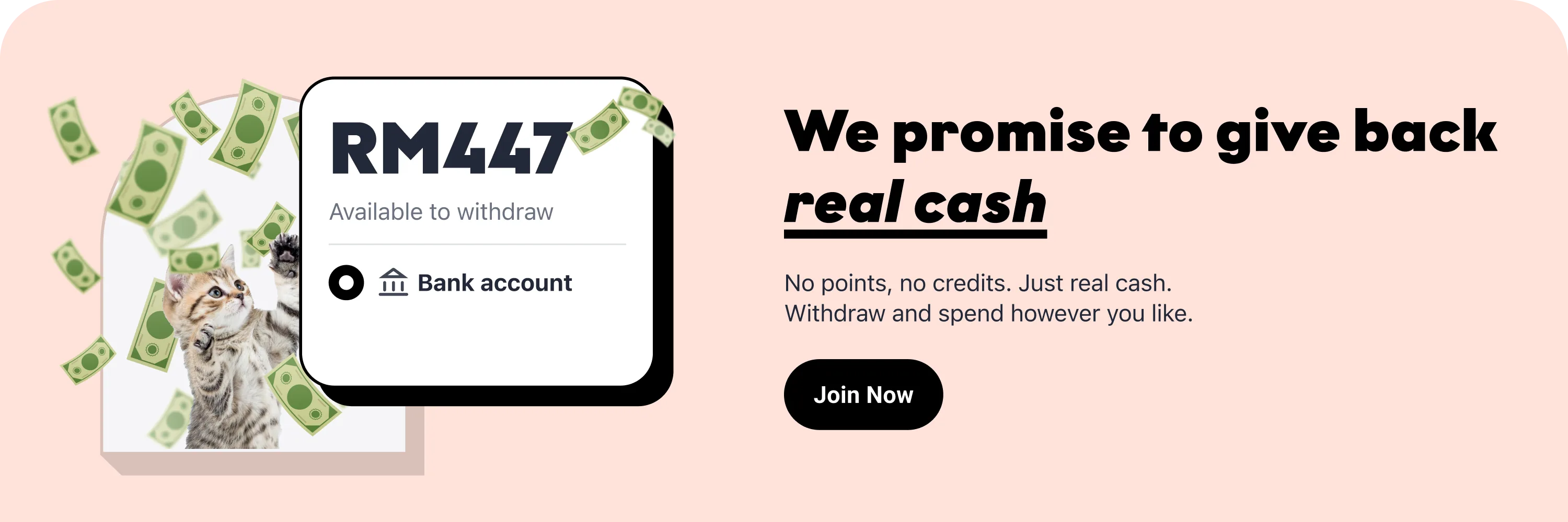 ShopBack gives you real cash. Withdraw and spend freely.