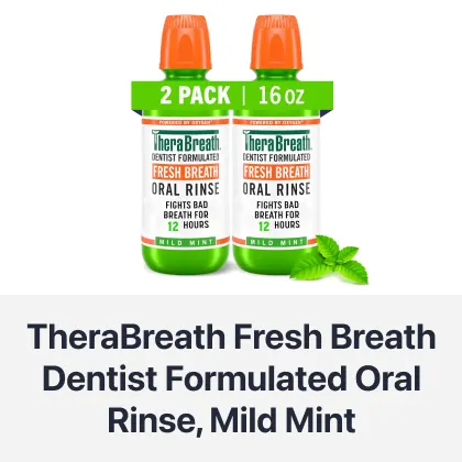 TheraBreath Fresh Breath Dentist Formulated Oral Rinse, Mild Mint, 16 Ounce (Pack of 2)