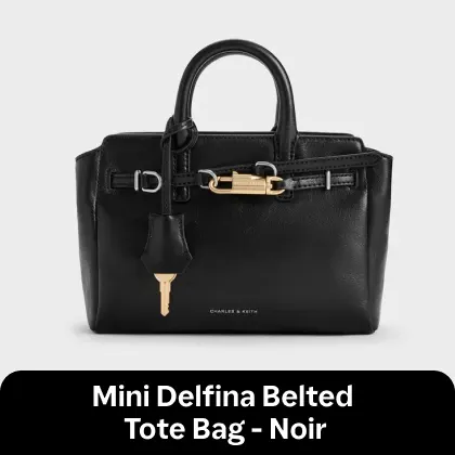 Mini Delfina Belted Tote Bag in Noir