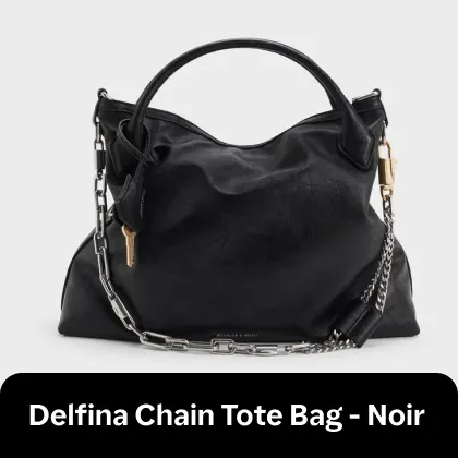 Delfina Chain Tote Bag in Noir