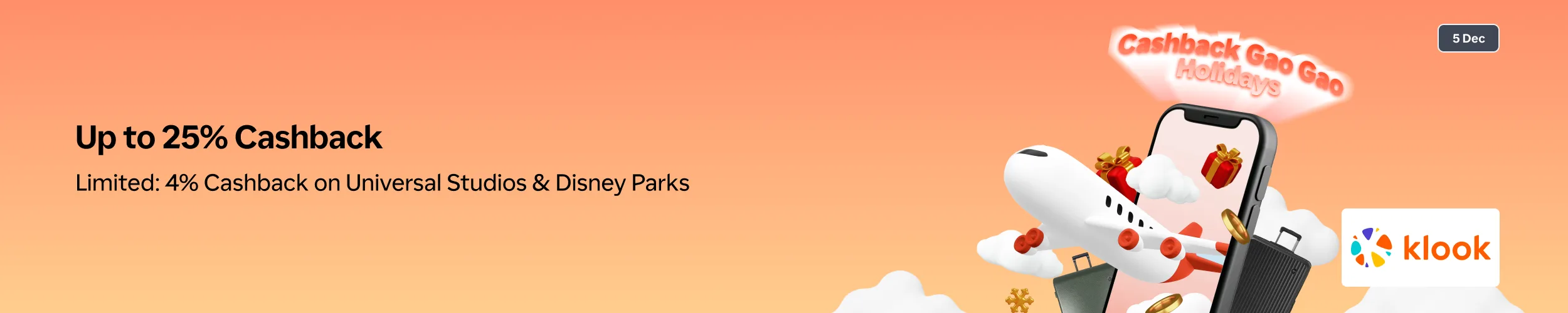 Klook Cashback Gao Gao 5 Dec