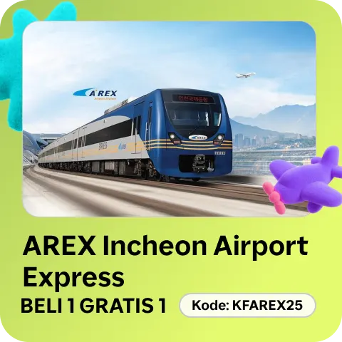 AREX Incheon Airport Express Train Ticket. BUY 1 GET 1. Kode Voucher: KFAREX25