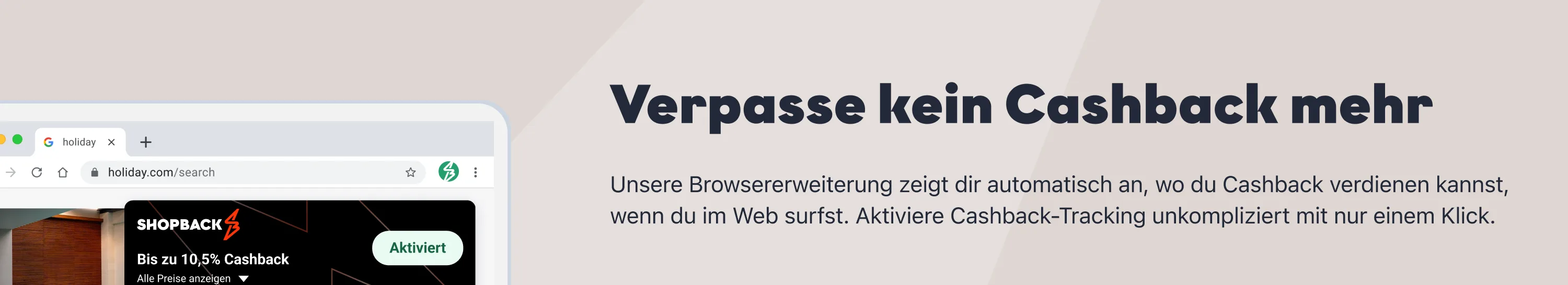 Verpasse kein Cashback mehr