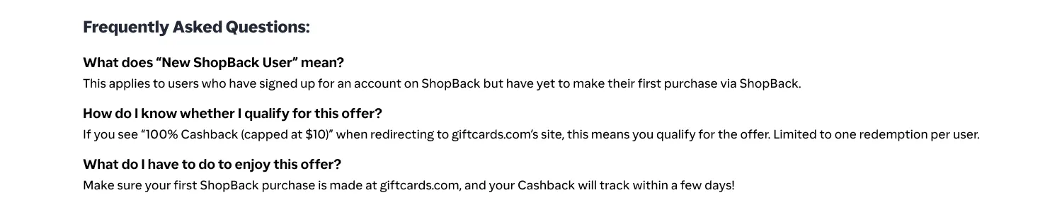 Bottom banner FAQ GIFTCARDS