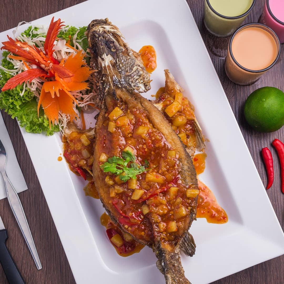 1 x Deep Seabass with Three Flavours / Steamed Seabass with Chilli & Lime at Hanuman Thai Cuisine - Get Deals, Cashback and Rewards with ShopBack GO