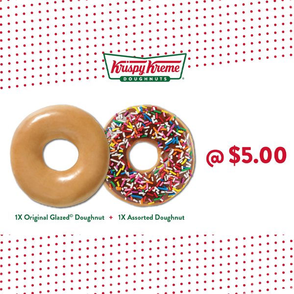1 x Original Glazed + 1 x Assorted Doughnut at Krispy Kreme - Get Deals, Cashback and Rewards with ShopBack GO