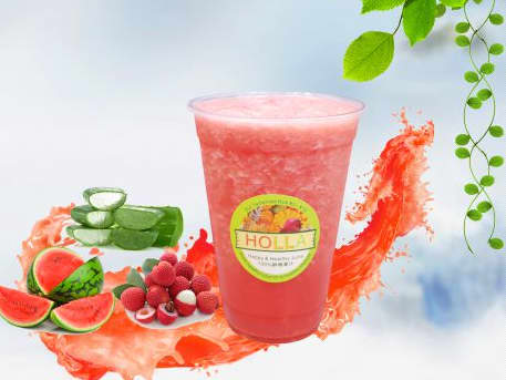 1 x Lychee & Watermelon Smoothie & Honey Aloe Vera Cube (Large) at Holla - Get Deals, Cashback and Rewards with ShopBack GO
