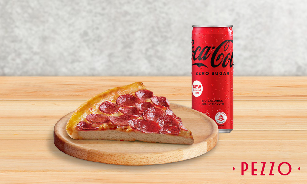 1 x Classic Slice Of Pizza + 1 x Can Of Coca-Cola