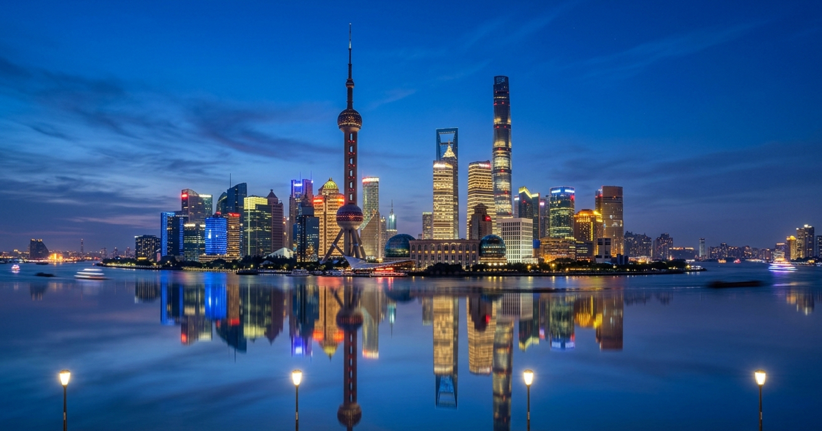 Shanghai Bund at sunset โ Huangpu River waterfront and Lujiazui skyline for a China trip from Singapore