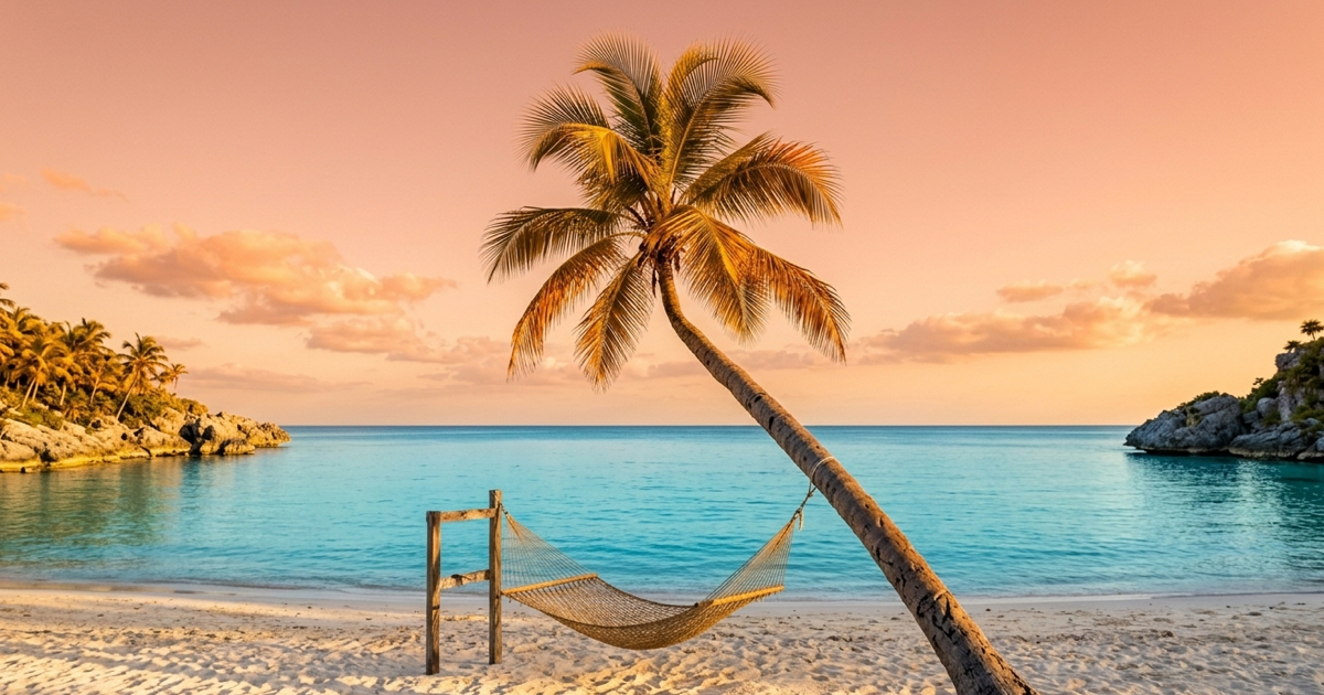 Cancun palm beach on the Hotel Zone — Caribbean water and white sand for US travellers planning a Cancun trip