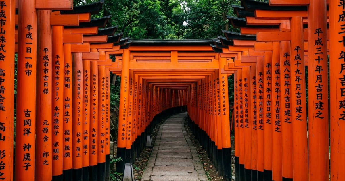 Fushimi Inari torii gates, Kyoto — bookable as a day trip or walking tour via Klook, Viator, or GetYourGuide from the US