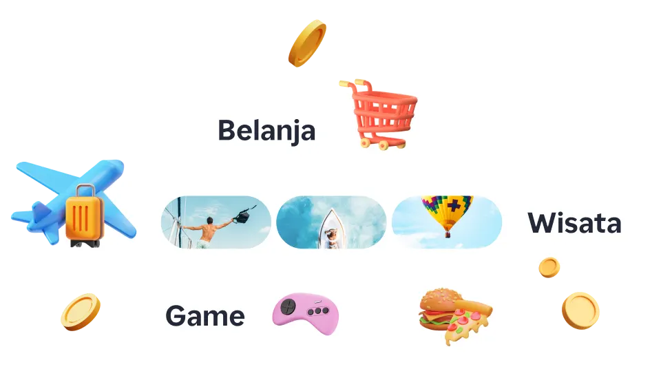 Belanja, pesan perjalanan, dan mainkan game untuk mendapatkan Cashback