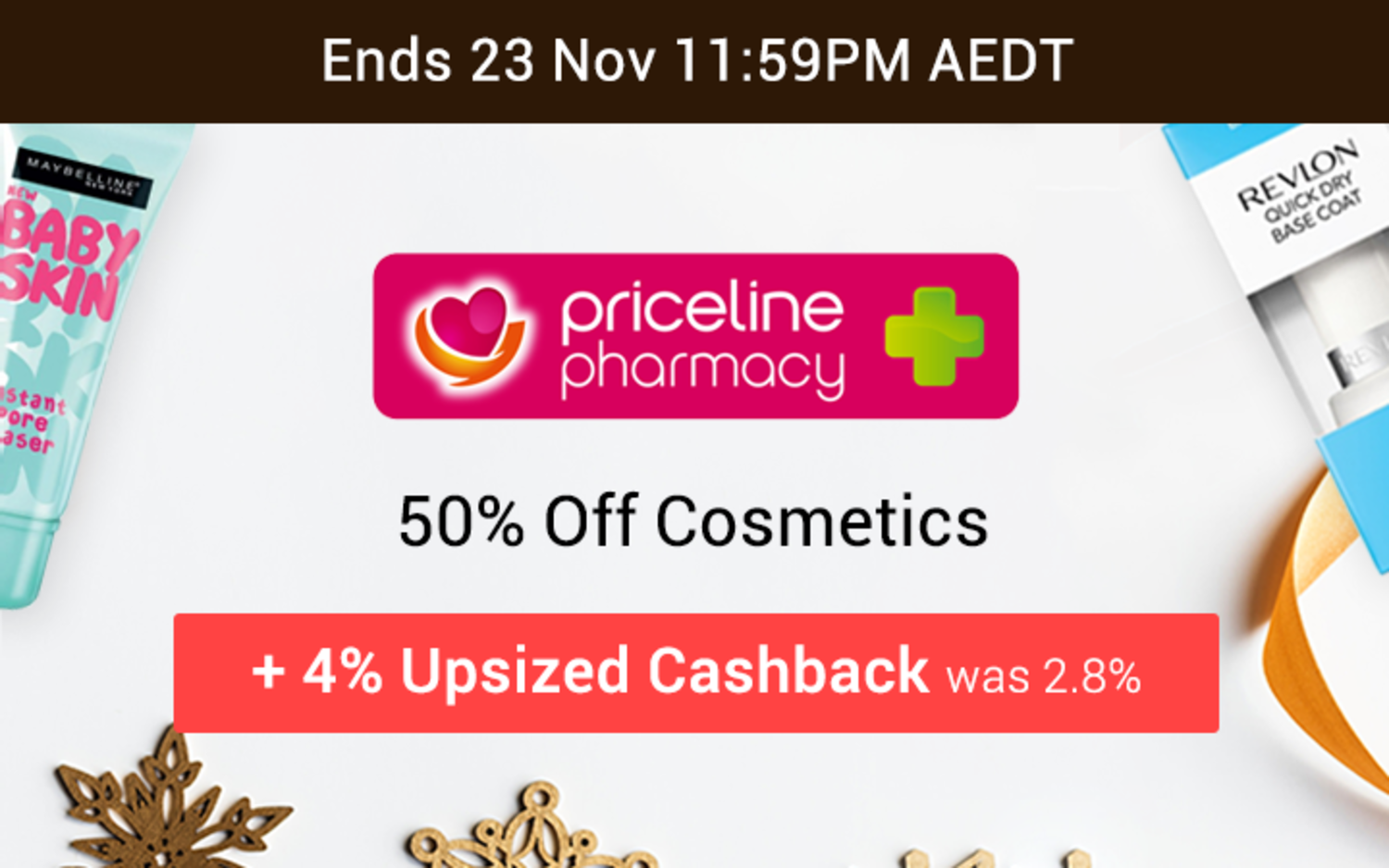 Priceline Pharmacy - 50% off Cosmetics - Black Friday Cyber Monday BFCM