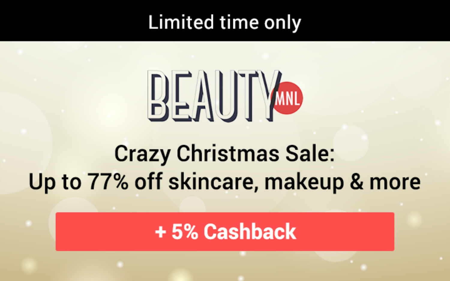 BeautyMNL | Crazy Christmas Sale: Up to 77% off skincare, makeup & more + 5% Cashback