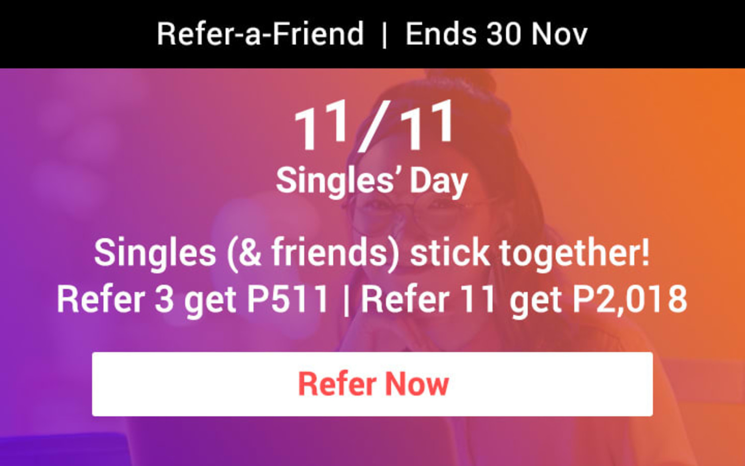 Ends 2018 Sep | Start off ShopFest with your barkada! Refer 3 get P599 | Refer 9 get P1,899