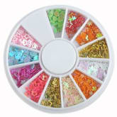Oem Mixed Glitter Heart Flower Star Nail Art Tips UV Acrylic Decoration Slice Wheel