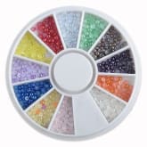 Oem Mixed Glitter Round Beads Pearl Nail Art Tips UV Acrylic Decoration Slice Wheel