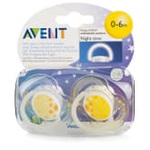Philips Avent Twin Pack Yellow Night Time BPA-Free Soother (0-6 Months)