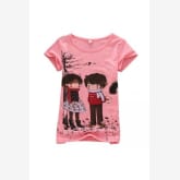 Summer Girls T-shirt short-sleeved Round neck Cartoon characters cute Popular style hot sell (Intl)