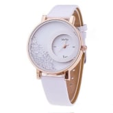 Joylivecy Relogio feminino Reloj Watch Women femme Rhinestone PU Leather Casual Quartz watch Bracelet Wristwatch women white (Intl)