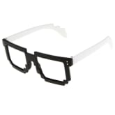 Unique 1x Black Frame White Stem Mosaic Plastic Eyeglasses Pixelated Style Unisex (Intl)