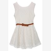 Oem Azone Girls Sleeveless Sundress Hollow Out Lace Bow Cute Dress (White) - Intl