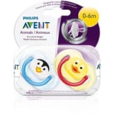 Philips Avent Twin Pack Penguin and Duck Animal BPA-Free Soother (0-6 Months)