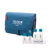 M Square Travel Cosmetic Bag Toilet Wash Organizer Bag(Blue Polka Dot) + 8pcs Set Travel Bottles (Intl)