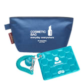 M Square Travel Cosmetic Bag Makeup Toiletry Bag (Blue) + ID Card Holder (Blue)(INTL)