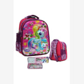 Onlan My Little Pony LAMPU 5D Timbul Hologram Tas Ransel TK ada 2 Kantung Depan Import dan Kotak Pensil Set alat Tulis - Pink