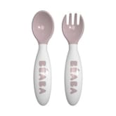 Beaba - Set of 2 2nd Age Ergonomic Cutlery - Sendok dan Garpu - 913321 UM - Pink Pastel