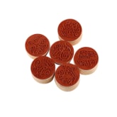 Buytra Wooden Rubber Round Stamps Floral 6pcs
