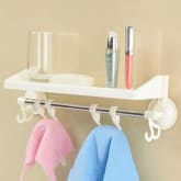 Buyincoins BUYINCOINS Vogue Bathroom Kitchen Livingroom Towel Hanger Wall Sucker Shelves Rack Holder