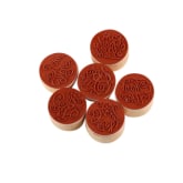 Buytra Wooden Rubber Round Stamps Floral 6 Pieces Good Luck