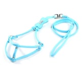 Elenxs ELENXS Leash Safety Puppy Lead Crystal Bling Pet Dog Rope Harness Set Skull Rhinestone Pu Leather Blue
