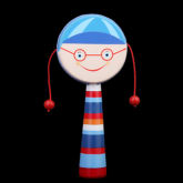 Rainbow BolehDeals Smiling Face Rattle Drum with Wooden Handle