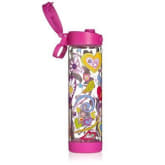 Designed Shatterproof Glass Water Bottle - oz - Double Walled - Love and Pink Flip Cap
