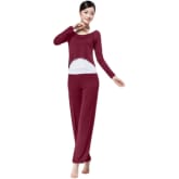 Trendence fall and winter clothes temperament Slim Yoga Workout clothes dance three-piece (clothes + vest + bell-bottoms) - Chili Red