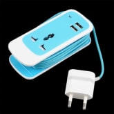 OH 3 in 1 USB Port Travel Home Socket US/EU/UK Plug Wall Charger 5V 2.1A Phones Blue