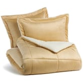 Pinzon Plush Hypoallergenic Diamond Stitch Comforter Set - Full/Queen, Camel/ship from USA / Flyingcoco