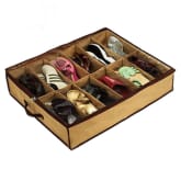 Aukey NEW Home 12 Pairs Shoe Organizer Storage Box Holder Under Bed Closet