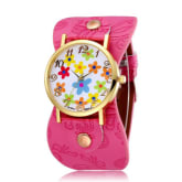 Jiangyuyan JIANGYUYAN louiwill 2015 New Leather Strap Quartz watch Women Dress Watch Flower Design Fashion Casual Wristwatch (Rose Red)