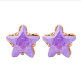 Joylivecy Girl Little Earrings 8MM Exquisite Multicolor Zircon Ear Stud Jewery Women Fine Gifts Cute purple and star (Intl)