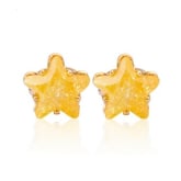 Joylivecy Girl Little Earrings 8MM Exquisite Multicolor Zircon Ear Stud Jewery Women Fine Gifts Cute yellow and star (Intl)