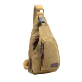 Canvas Unbalance Backpack Crossbody Shoulder Bag Ches Khaki