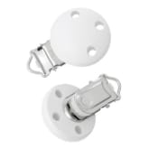 8years Pacifier Clips Wooden Round White