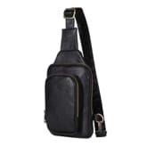 Lt365 LT365 Men's 2-Layer PU Leather Chest Pack Cross Body Sling Bag Hiking Daypack - Black