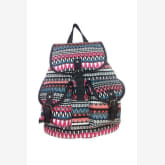 Jiangyuyan JIANGYUYAN Ladies Girls Vintage Floral Diamond Grid Canvas Travel School Bag Backpack Rucksack,Black Red(Export)(Intl)