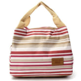 Oem Women Kids Canvas Stripe Lunch Bags Portable Insulated Bolsa Bag Grey (Intl)